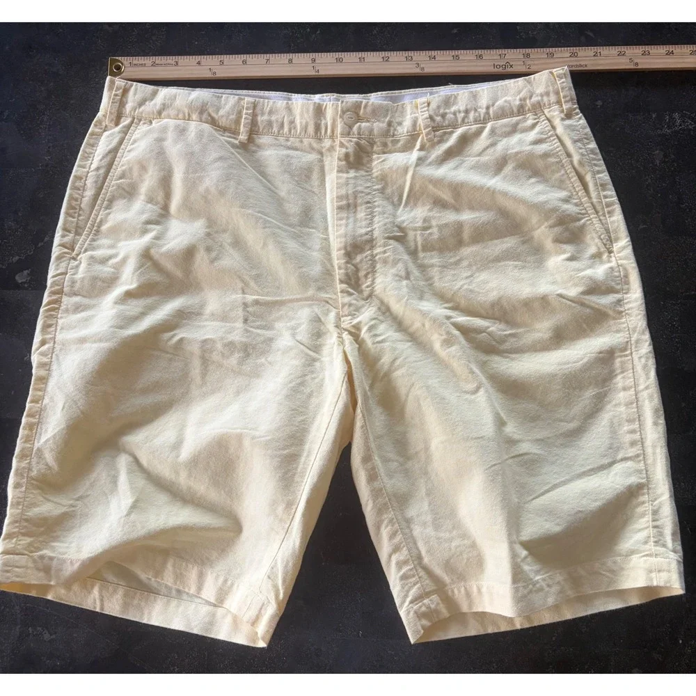 Polo Ralph Lauren Preston Short Mens 42 Yellow 100% Cotton Chino Flat Front 9.5" - Picture 5 of 5